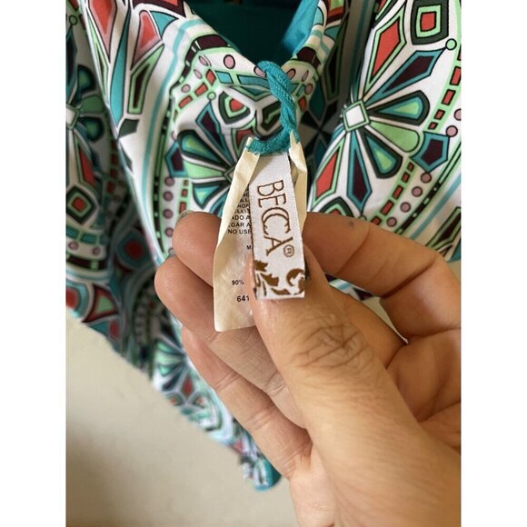 Becca Mosaic Print One-Piece Cutout Front Swimsuit Size Medium MSRP $138 - Picture 7 of 11